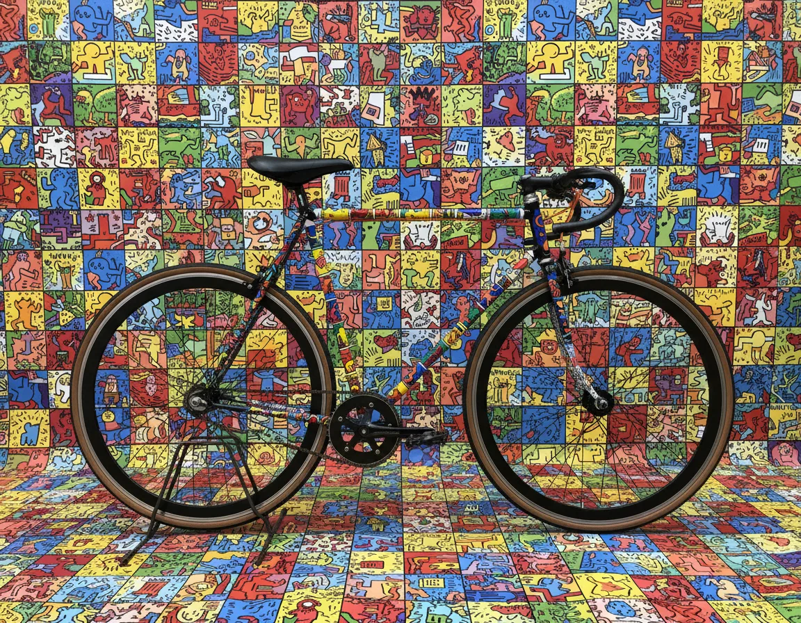 Keith Haring custom paint job by Athens Custom Bicycles