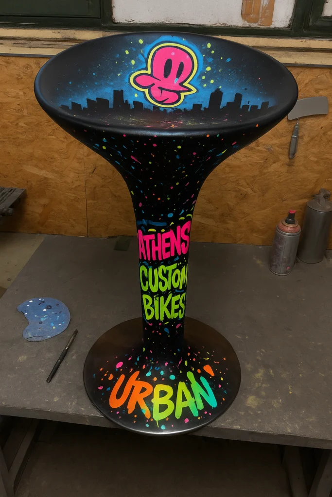 custom-painted-bar-stool-Athens custom bicycles