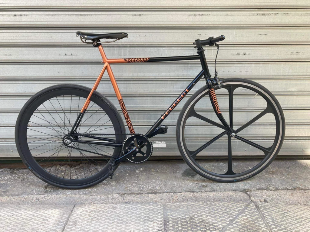 peugeot carbolite 103 custom single speed by Athens Custom Bicycles