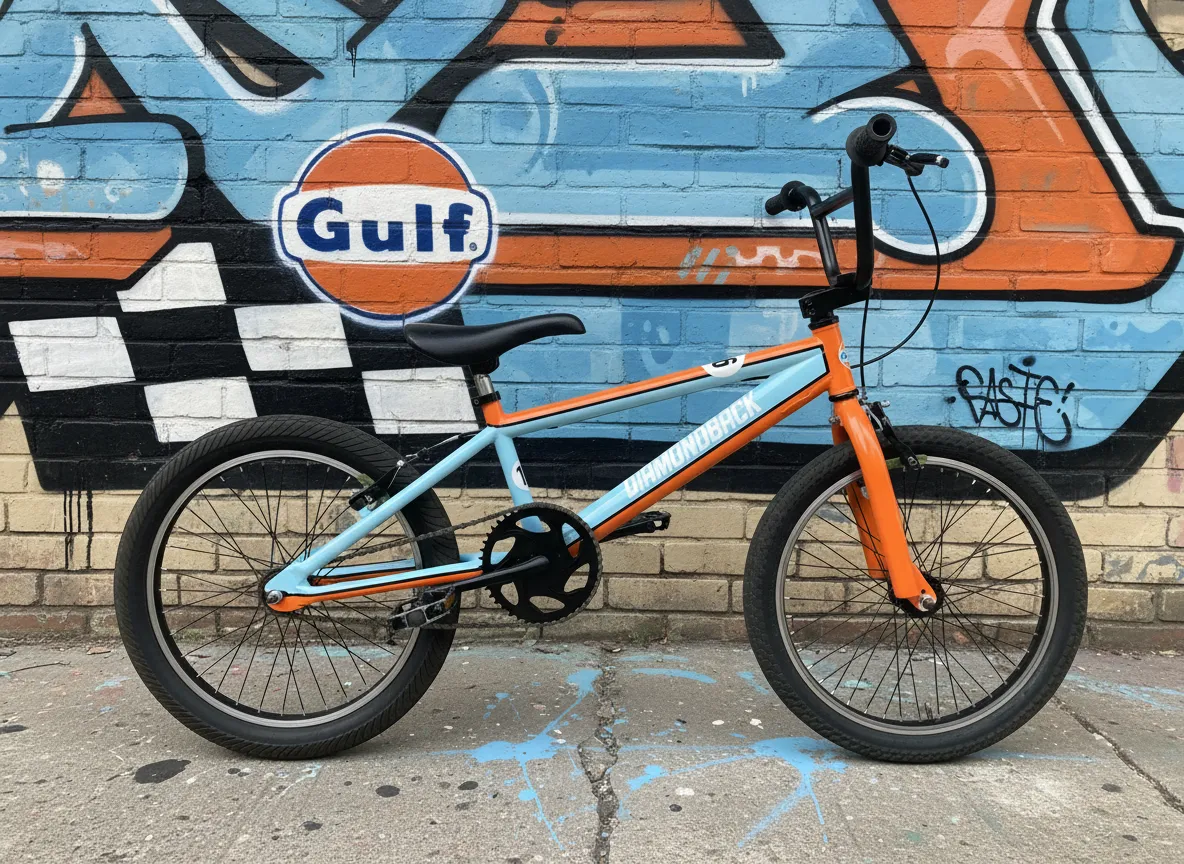 Custom βαφή ποδηλάτου BMX Gulf Racing γαλάζιο πορτοκαλί
